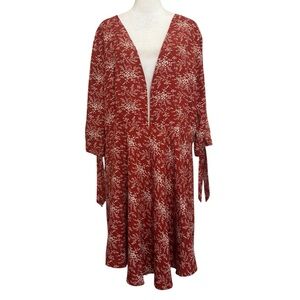 Showpo Red Floral Dress Size 18 Plunge Surplice Neck Line Slit Sleaves Lined